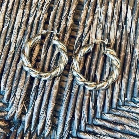 ✨💛 Gold Tone Chunky Twist Hoops ✨💛 - Picture 3 of 6